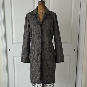 BIYA Fancy Charcoal Women's Silk Emroidered Coat